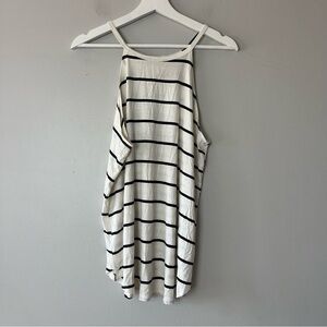 Fantastic Fawn White and Black Striped Tank Top Medium